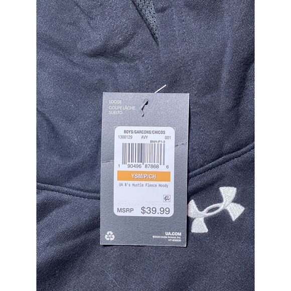 Under Armour Loose Hustle Fleece Hoody Boys YSM Black - Picture 2 of 8